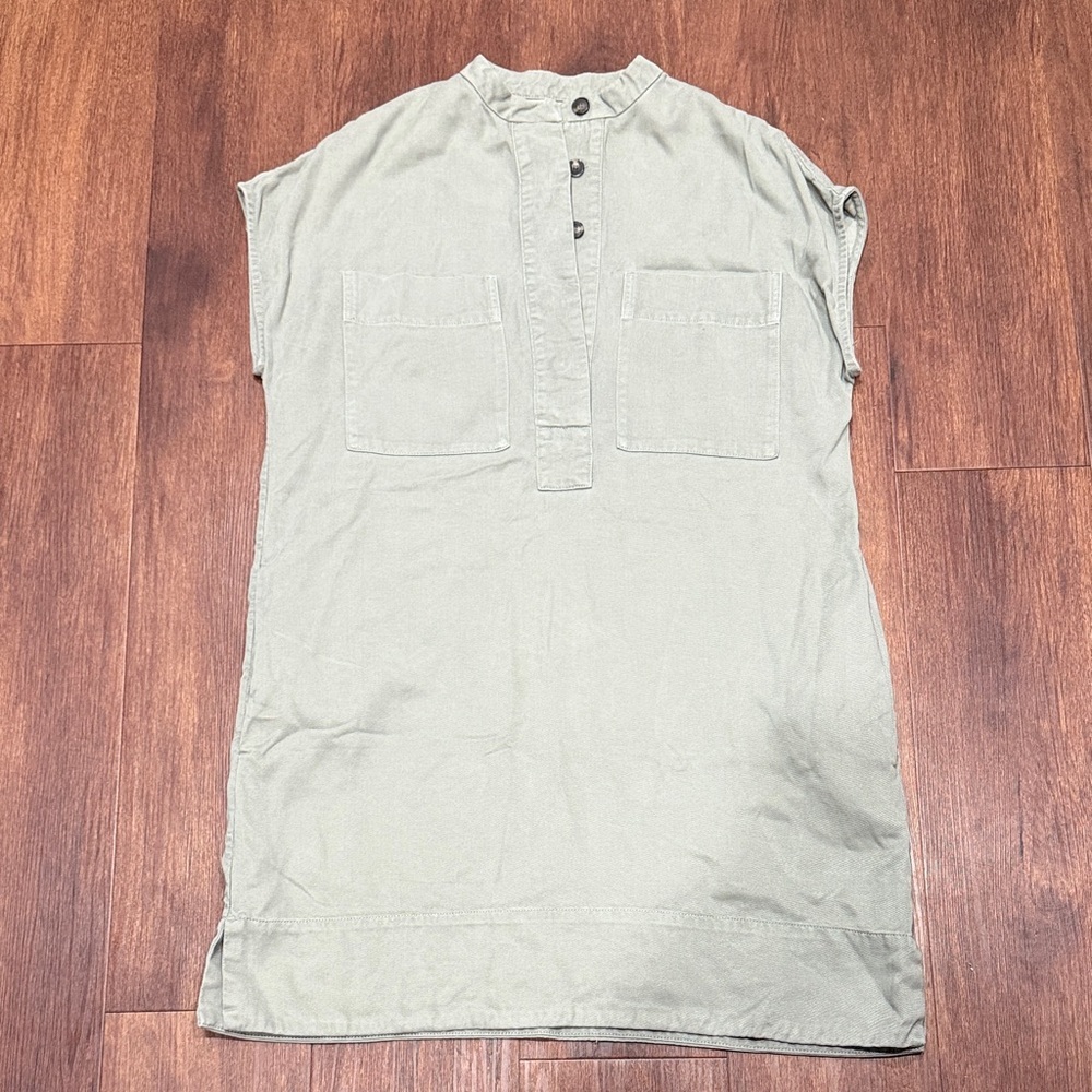 Everlane The Tencel Easy Workwear Dress MIDI Olive Green - Picture 3 of 16